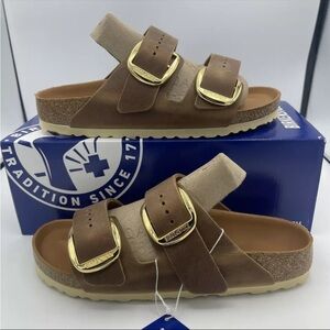 Birkenstock Arizona Big Buckle Sandal Cognac Oiled Leather EU 38/W7/M5 ;B1